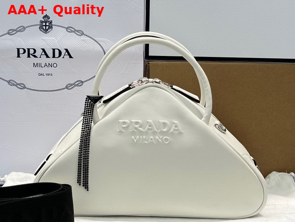 Prada Leather Prada Triangle Bag in White 1BB082 Replica