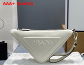 Prada Leather Prada Triangle Pouch in White 1NE039 Replica