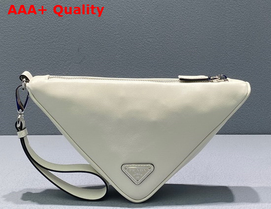 Prada Leather Prada Triangle Pouch in White 1NE039 Replica