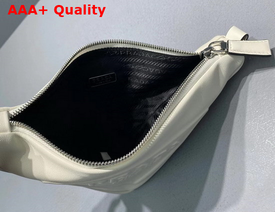 Prada Leather Prada Triangle Pouch in White 1NE039 Replica