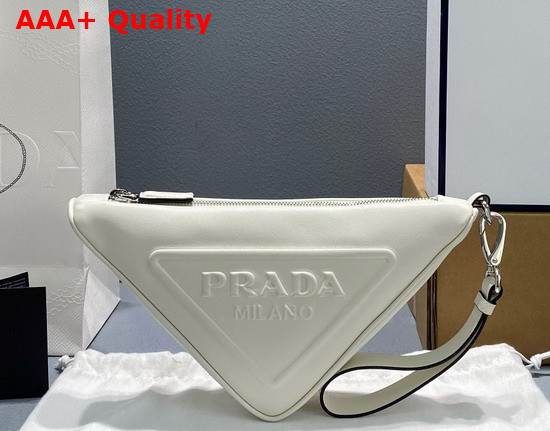 Prada Leather Prada Triangle Pouch in White 1NE039 Replica