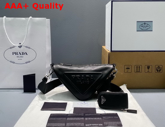 Prada Leather Prada Triangle Shoulder Bag in Black 1BH190 Replica