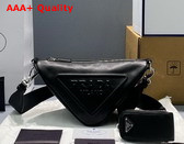 Prada Leather Prada Triangle Shoulder Bag in Black 1BH190 Replica