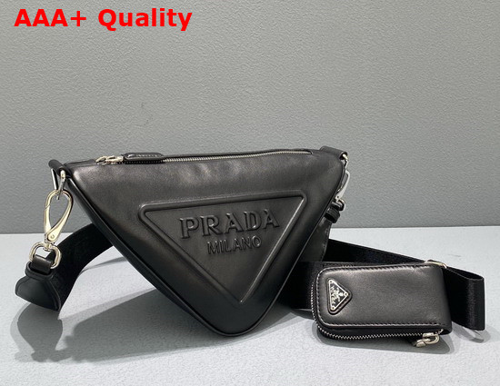 Prada Leather Prada Triangle Shoulder Bag in Black 1BH190 Replica