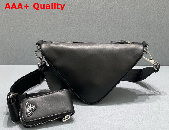 Prada Leather Prada Triangle Shoulder Bag in Black 1BH190 Replica