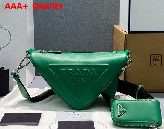 Prada Leather Prada Triangle Shoulder Bag in Mango 1BH190 Replica