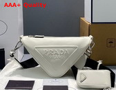 Prada Leather Prada Triangle Shoulder Bag in White 1BH190 Replica