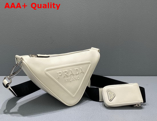 Prada Leather Prada Triangle Shoulder Bag in White 1BH190 Replica