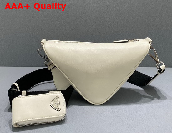 Prada Leather Prada Triangle Shoulder Bag in White 1BH190 Replica