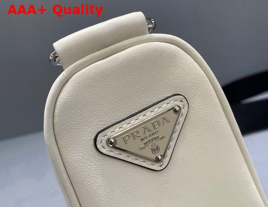 Prada Leather Prada Triangle Shoulder Bag in White 1BH190 Replica