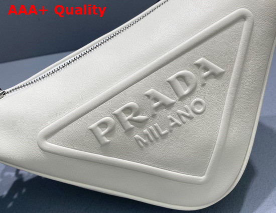 Prada Leather Prada Triangle Shoulder Bag in White 1BH190 Replica