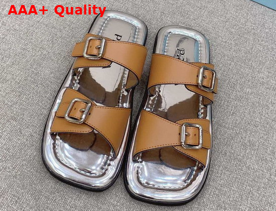 Prada Leather Sandals Tobacco 1XX628 Replica