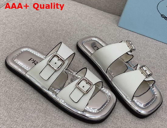 Prada Leather Sandals White 1XX628 Replica