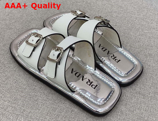 Prada Leather Sandals White 1XX628 Replica