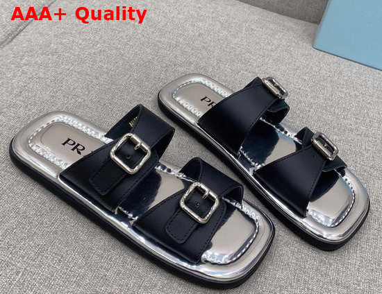 Prada Leather Sandals in Black 1XX628 Replica