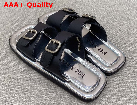 Prada Leather Sandals in Black 1XX628 Replica