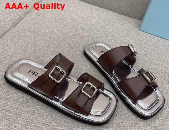 Prada Leather Sandals in Brown 1XX628 Replica