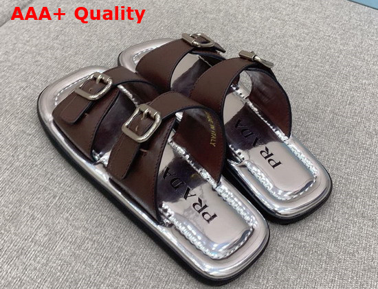 Prada Leather Sandals in Brown 1XX628 Replica