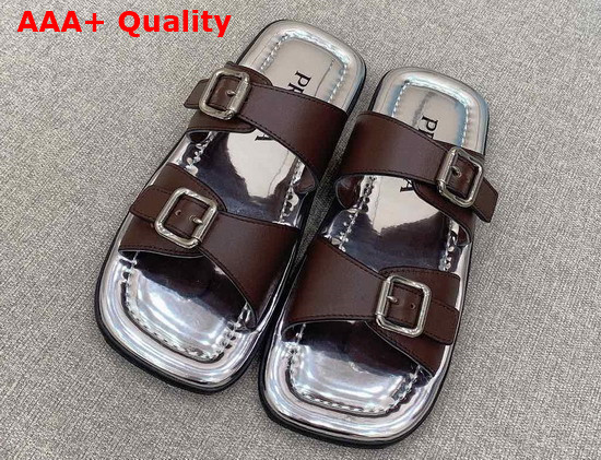 Prada Leather Sandals in Brown 1XX628 Replica