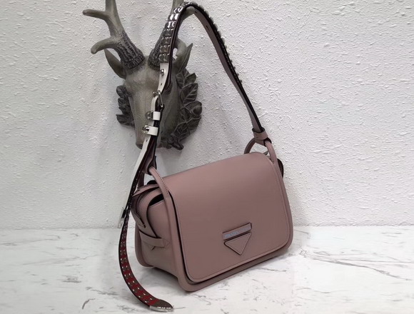 Prada Leather Shoulder Bag Nude Calfskin Leather