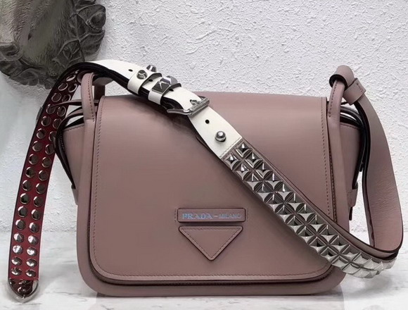 Prada Leather Shoulder Bag Nude Calfskin Leather