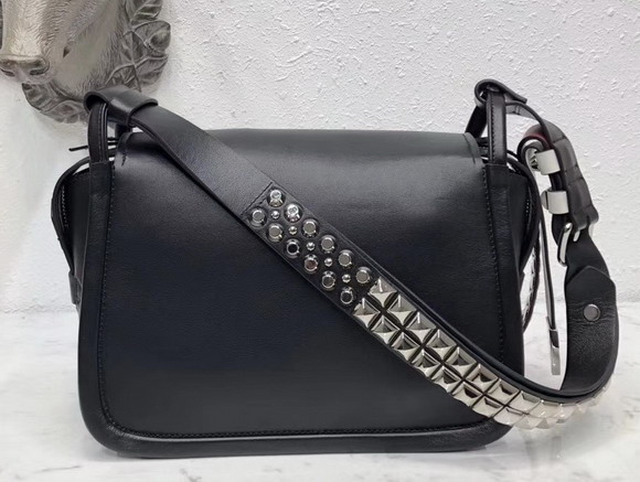 Prada Leather Shoulder Bag in Black Calfskin Leather