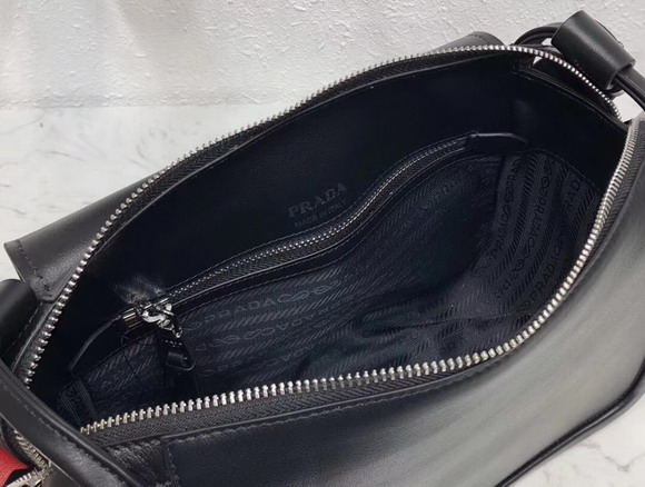 Prada Leather Shoulder Bag in Black Calfskin Leather