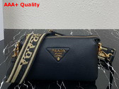 Prada Leather Shoulder Bag in Black Grain Leather 1BH194 Replica