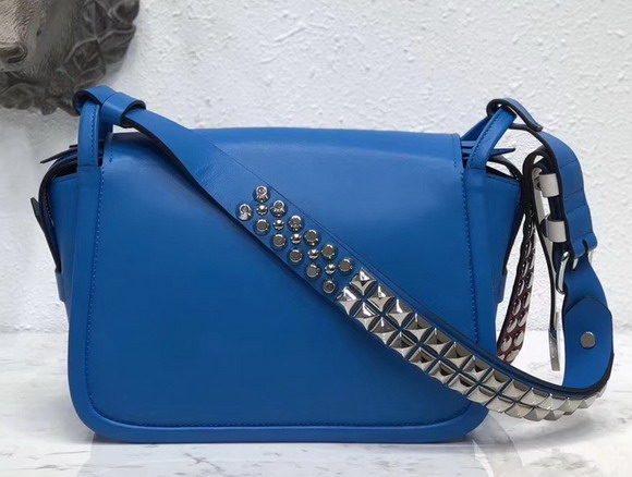 Prada Leather Shoulder Bag in Bright Blue Calfskin Leather