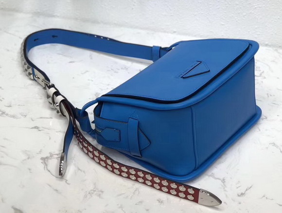 Prada Leather Shoulder Bag in Bright Blue Calfskin Leather