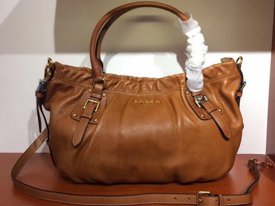 Prada Leather Shoulder Bag in Brown