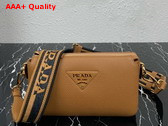 Prada Leather Shoulder Bag in Caramel Grain Leather 1BH194 Replica