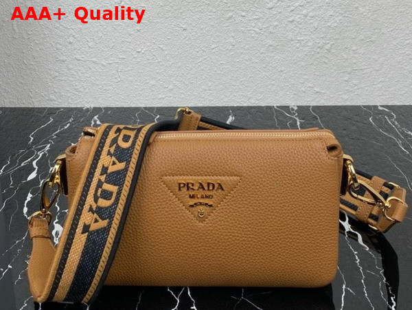 Prada Leather Shoulder Bag in Caramel Grain Leather 1BH194 Replica