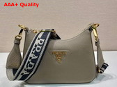 Prada Leather Shoulder Bag in Clay Grey 1BH193 Replica