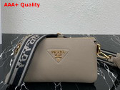 Prada Leather Shoulder Bag in Clay Grey Grain Leather 1BH194 Replica