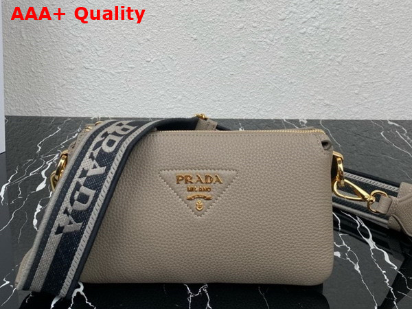 Prada Leather Shoulder Bag in Clay Grey Grain Leather 1BH194 Replica