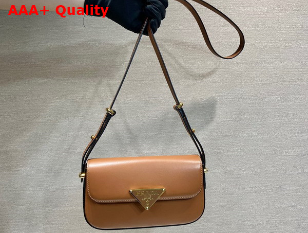 Prada Leather Shoulder Bag in Cognac 1BD339 Replica