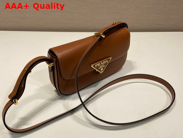 Prada Leather Shoulder Bag in Cognac 1BD339 Replica