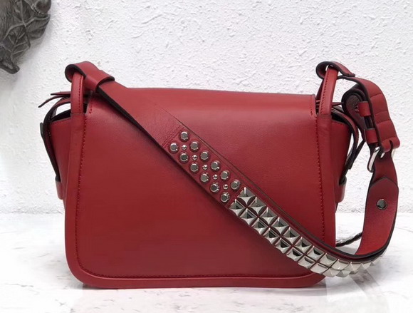 Prada Leather Shoulder Bag in Red Calfskin Leather