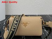 Prada Leather Shoulder Bag in Sand Grain Leather 1BH194 Replica