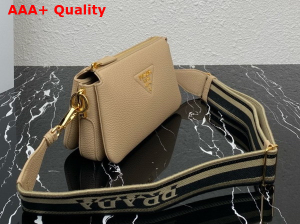 Prada Leather Shoulder Bag in Sand Grain Leather 1BH194 Replica