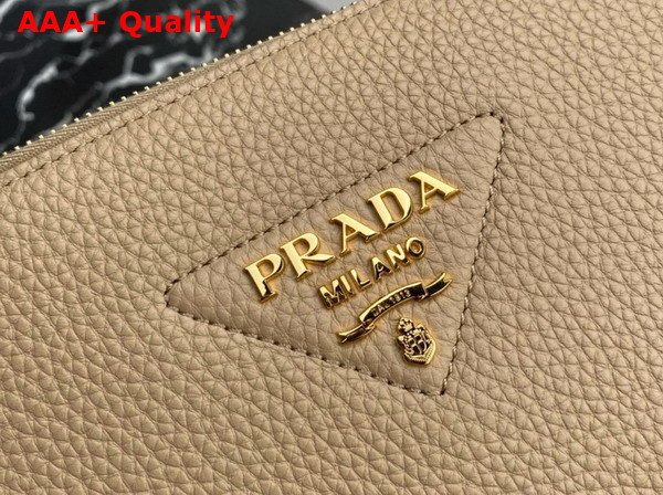 Prada Leather Shoulder Bag in Sand Grain Leather 1BH194 Replica