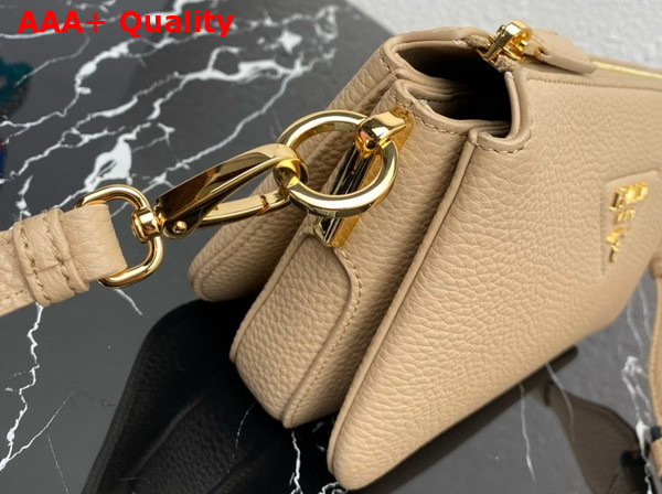 Prada Leather Shoulder Bag in Sand Grain Leather 1BH194 Replica