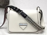 Prada Leather Shoulder Bag in White Calfskin Leather