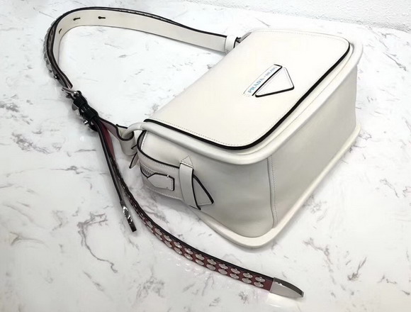 Prada Leather Shoulder Bag in White Calfskin Leather