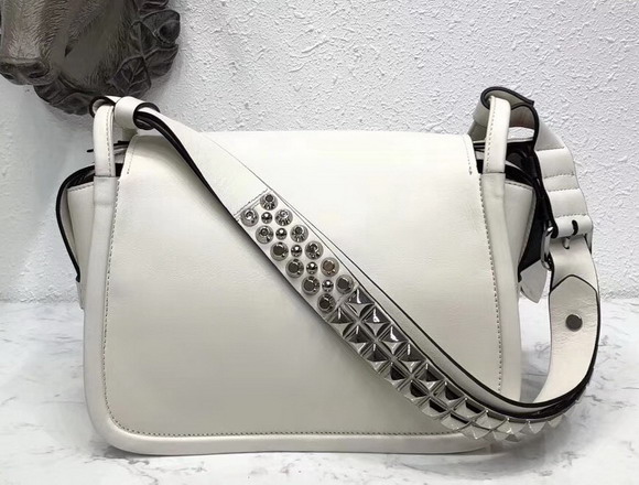 Prada Leather Shoulder Bag in White Calfskin Leather