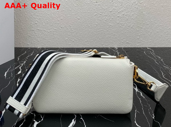 Prada Leather Shoulder Bag in White Grain Leather 1BH194 Replica