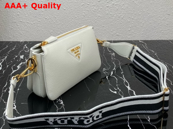 Prada Leather Shoulder Bag in White Grain Leather 1BH194 Replica