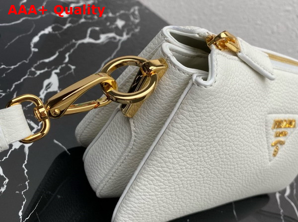 Prada Leather Shoulder Bag in White Grain Leather 1BH194 Replica