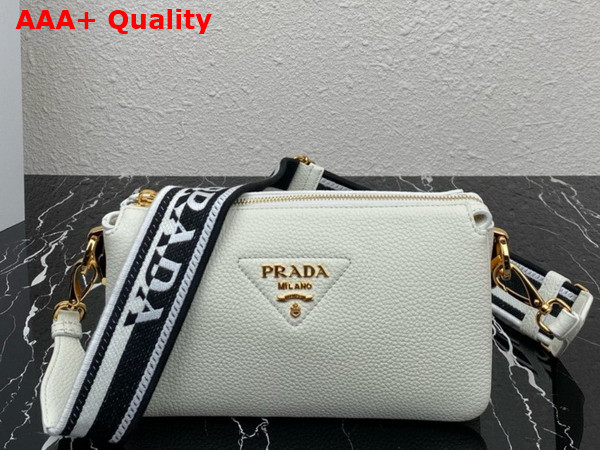 Prada Leather Shoulder Bag in White Grain Leather 1BH194 Replica